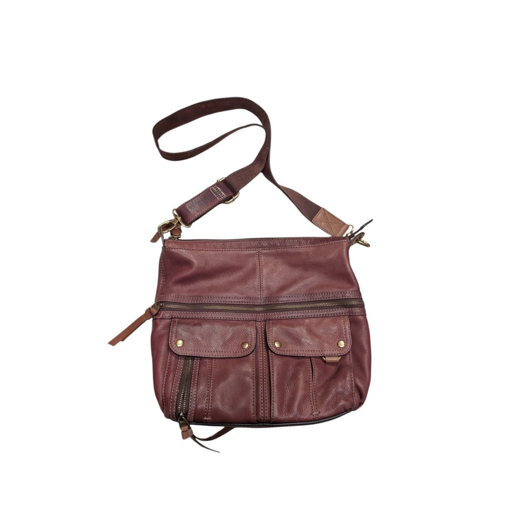 Fossil Brown Leather Morgan Traveler Crossbody Messenger Bag Purse